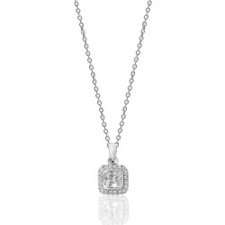 Silver Halo Square Cz Bezel Set Pendant And Chain SPG0003CZ