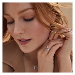 Silver Plain Heart Within Round Halo Cz Pendant And Chain SPG0031CZ
