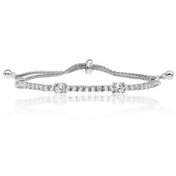 Silver Round Claw Set Cz Pull Style Bracelet SBG0022