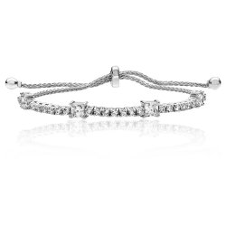 Silver Square Claw Set Cz Pull Style Bracelet SBG0023