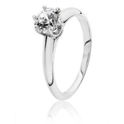 Silver Round Solitaire 6 Claw Cz Ring SRG0042