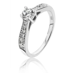 Silver Round Solitaire 4 Claw And Shoulder Set Cz Ring SRG0046