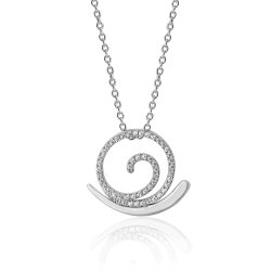 Silver Pave Set Cz Fine Open Snail Pendant And Chain SPG0044