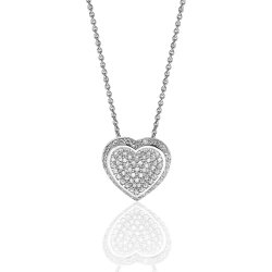 Silver Pave Set Cz Heart Pendant And Chain SPG0052CZ