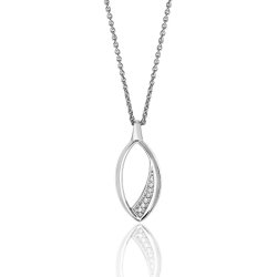 Silver Pave Set Cz Marquise Pendant And Chain SPG0054CZ