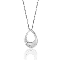 Silver Pave Set Cz ""u"" Shape Pendant And Chain SPG0055CZ