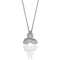 Silver Pave Set 3 Petal Cz Pendant And Chain SPG0057CZ