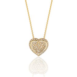 Silver Yellow Gold Plated Pave Set Cz Heart Pendant And Chain SPG0052Y