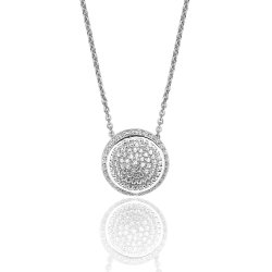 Silver Pave Set Cz Round Pendant And Chain SPG0053CZ