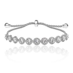 Silver Halo Claw Set Cz Pull Sytle Bracelet SBG0033