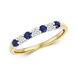 Diamond & Sapphire Claw Set Half Eternity Ring In 9ct Gold 