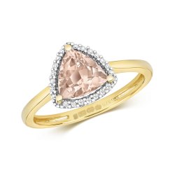 Diamond & Morganite Rounded Triangle Cluster Ring In 9ct Gold 