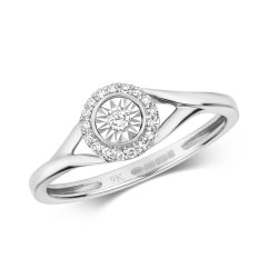 Diamond Ilussion Set Centre With Split Shoulders Ring In 9ct Gold 