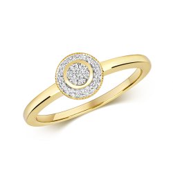 Diamond Brilliant Halo Ring In 9ct Gold 