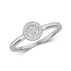 Diamond Brilliant Halo Ring In 9ct White Gold 