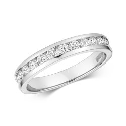 Diamond Channel Set Half Eternity Ring In 9ct White Gold 