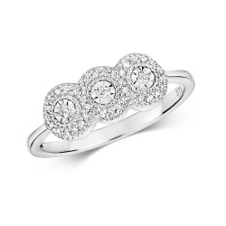 Diamond Illusion Trilogy Cluster Ring In 9ct White Gold 