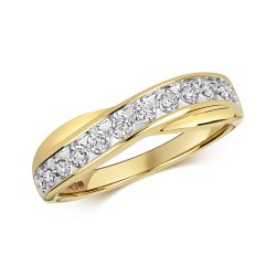 Diamond Crossover Eternity Ring In 9ct Gold 