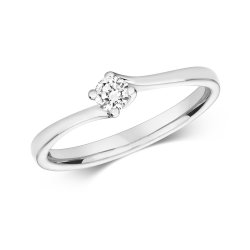 Diamond Solitaire Twist Engagement Ring In 9ct White Gold 
