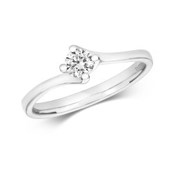 Diamond Solitaire Twist Engagement Ring In 9ct White Gold 