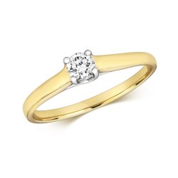Diamond Claw Set Solitare Engagement Ring In 9ct Gold 