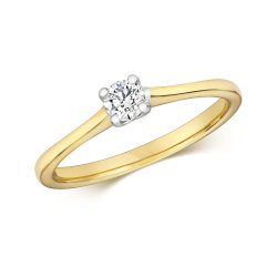 Diamond Claw Set Solitare Engagement Ring In 9ct Gold 