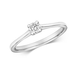Diamond Claw Set Solitare Engagement Ring In 9ct White Gold 