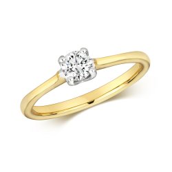 Diamond Claw Set Solitare Engagement Ring In 9ct Gold 