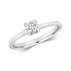 Diamond Claw Set Solitare Engagement Ring In 9ct White Gold 