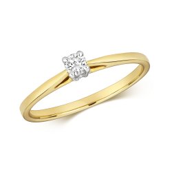 Diamond Claw Set Solitare Engagement Ring In 9ct Gold 