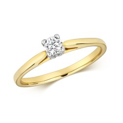 Diamond Claw Set Solitare Engagement Ring In 9ct Gold 