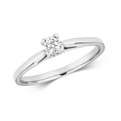 Diamond Claw Set Solitare Engagement Ring In 9ct White Gold 
