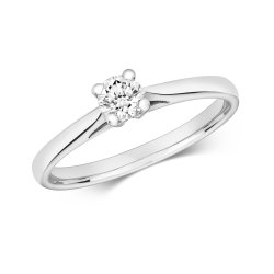 Diamond Claw Set Solitare Engagement Ring In 9ct White Gold 