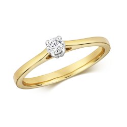 Diamond Claw Set Solitare Engagement Ring In 9ct Gold 