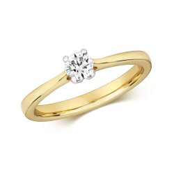 Diamond Claw Set Solitare Engagement Ring In 9ct Gold 