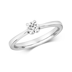 Diamond Claw Set Solitare Engagement Ring In 9ct White Gold 