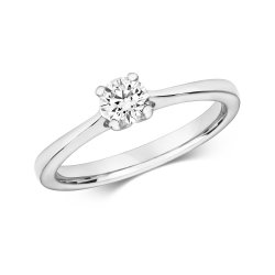 Diamond Claw Set Solitare Engagement Ring In 9ct White Gold 