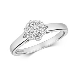 Diamond Cluster Ring In 9ct White Gold 