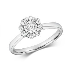 Diamond Illusion Solitaire Ring In 9ct White Gold 