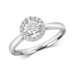 Diamond Illusion Solitaire Ring In 9ct White Gold 