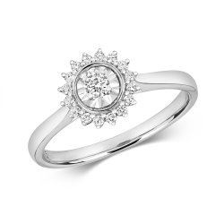 Diamond Illusion Solitaire Ring In 9ct White Gold 