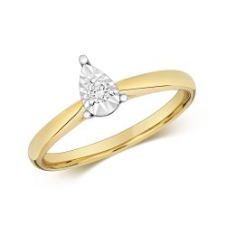 Diamond Illusion Pear Solitaire Ring In 9ct Gold 