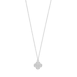 Silver Pave Set Cz Clover Pendant And Chain SPG0060