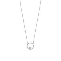 Silver Halo Cz With Single Bubble Pendant On Fixed Chain SPG0061