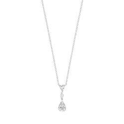 Silver Heart Marquise And Pear Cz Pendant On Fixed Chain SPG0063
