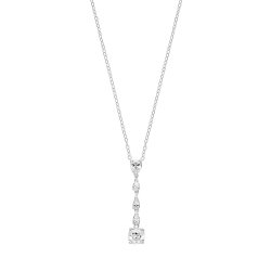 Silver Multipear And Large Cushion Cz Pendant On Fixed Chain SPG0064