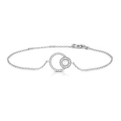 Silver Mother Of Pearl And Double Circle Cz Bracelet SBG0042
