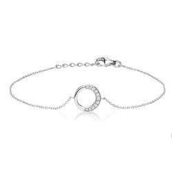 Silver Open Circle Half Cz Bracelet SBG0043