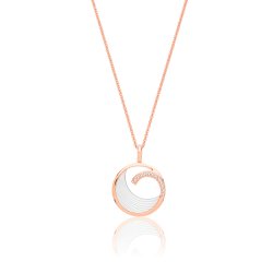 Silver Rose Gold Plated Mother Of Pearl And Cz Swirl Pendant And Chain SPG0072R