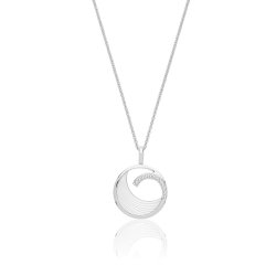 Silver Mother Of Pearl And Cz Swirl Pendant And Chain SPG0072